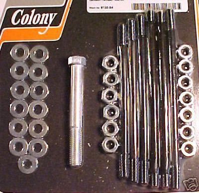 Colony motor case fastener kit, fits harley davidson '48-64 pan, cad # 8135-34