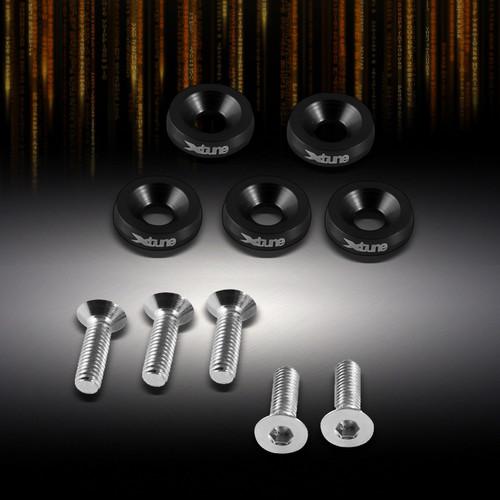 Aluminum light weight 5pc black fender concave washers dress up screw decoration