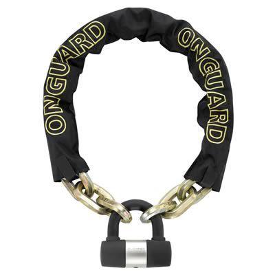 Onguard bike chain lock hardened steel black 43" chain len includes five keys ea