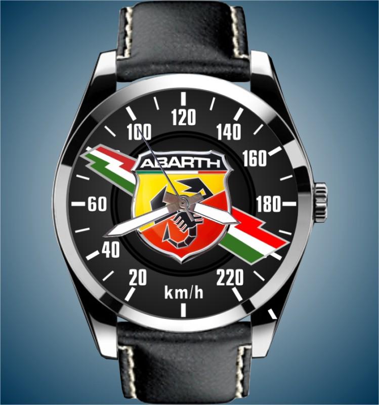 Fiat abarth 500 220 km/h speedometer meter color auto art leather band watch