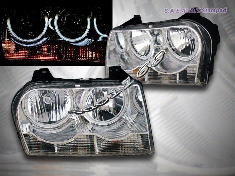 2005-2009 chrysler 300 dual ccfl halo rims headlights chrome 2006 2007 2008