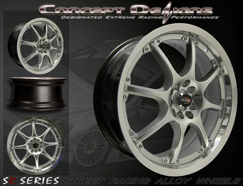 18" evoke c8 wheels rims 5 lugs hypersilver 5x114.3/115 new