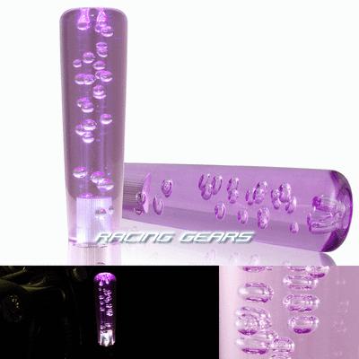 Universal white led 150mm purple bubble screw on manual gear stick shift knob