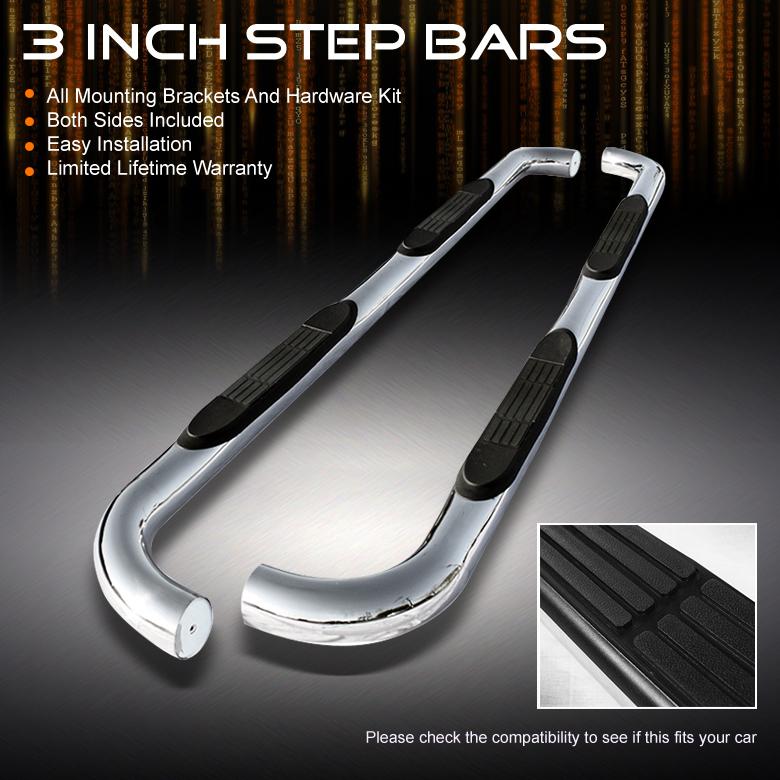 Fit 04-09 tucson suv 3" polished stainless steel side step bar running boards