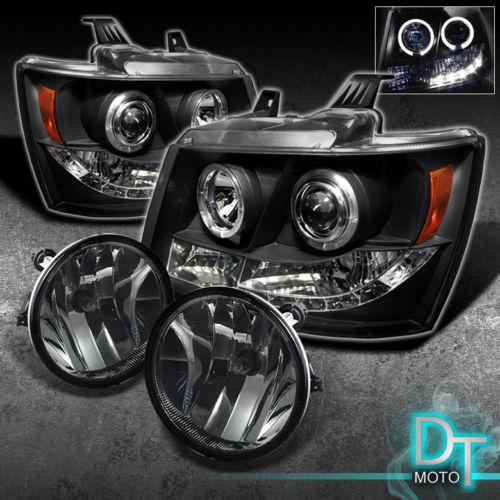 07-13 tahoe suburban avalanche led black projector head lights+smoked fog lamps