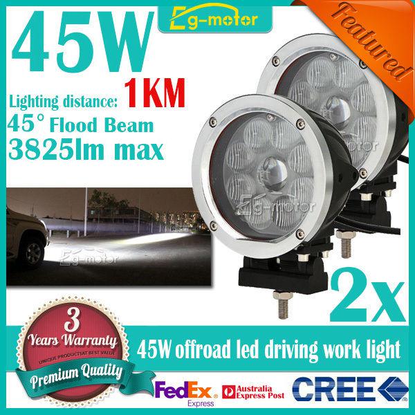 2x 45w 3825lm 9x5w cree flood beam led work light offroad car jeep 4wd truck 4x4