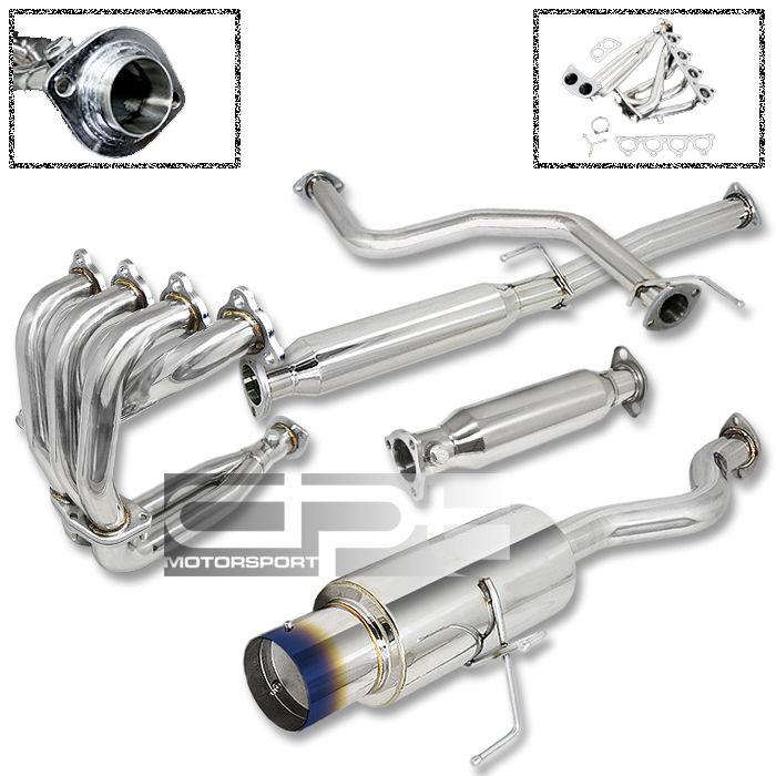 Civic ej/eg 2/4 dr catback exhaust muffler 4.5" tip+d15/d16 sohc header+cat pipe