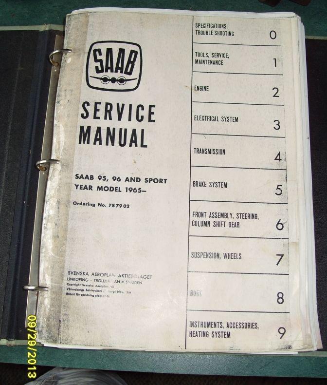 Saab work-shop manual for vintage model  1965-->