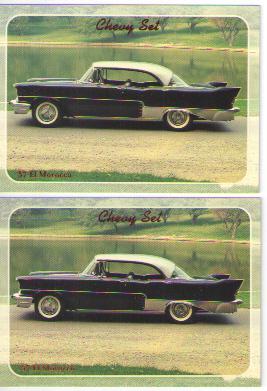 1957 chevy el morocco baseball card sized cards - lot of 2 - must see !!