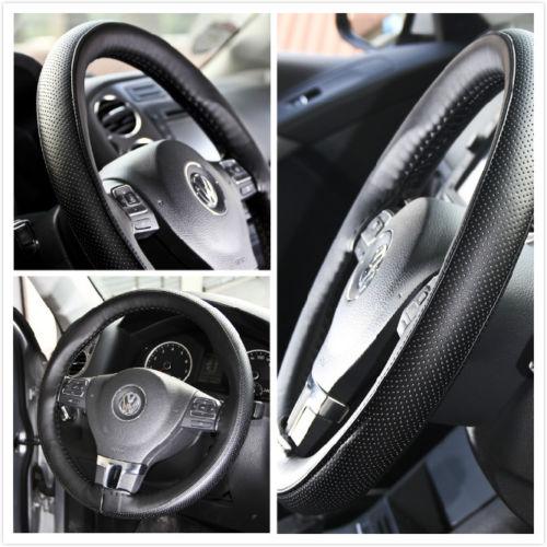 Steering wheel wrap black pvc leather dots pattern diy stitch 47007a