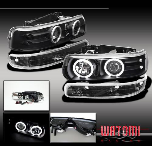 Silverado ccfl halo black projector head lights +bumper