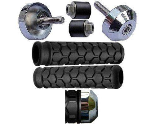 Honda atv foreman rancher recon rincon black grips chrome bar ends