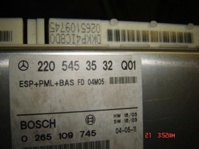 2003-2006 mercedes benz w220  esp pml bas  module 2205453532 bosch 0265109745