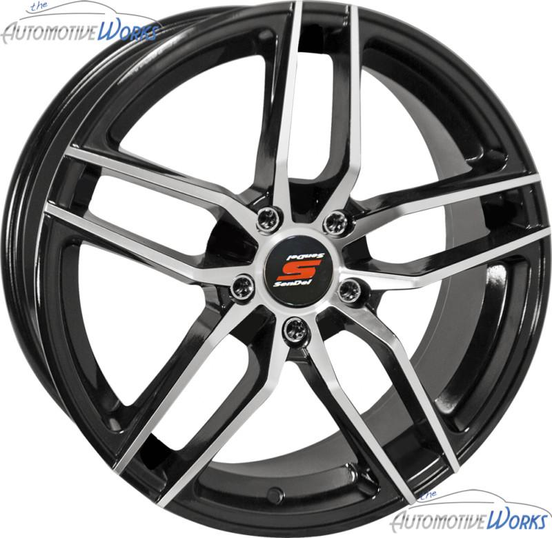 1 - 18x7.5 sendel s26 5x114.3 5x4.5 +38mm black mirror wheel rim inch 18"