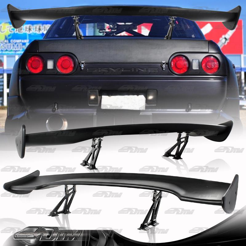 Universal 56 inch wide wing span gt black abs plastic rear trunk spoiler wing