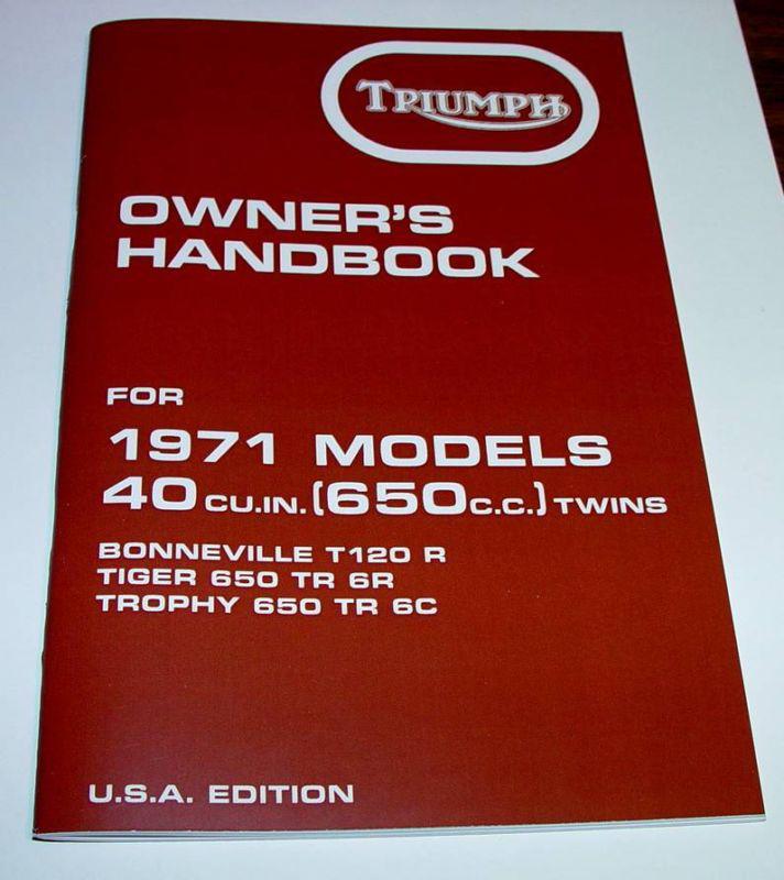 1971 triumph t120, oif, bonneville, tiger, trophy oem, new, owners handbook. f/s