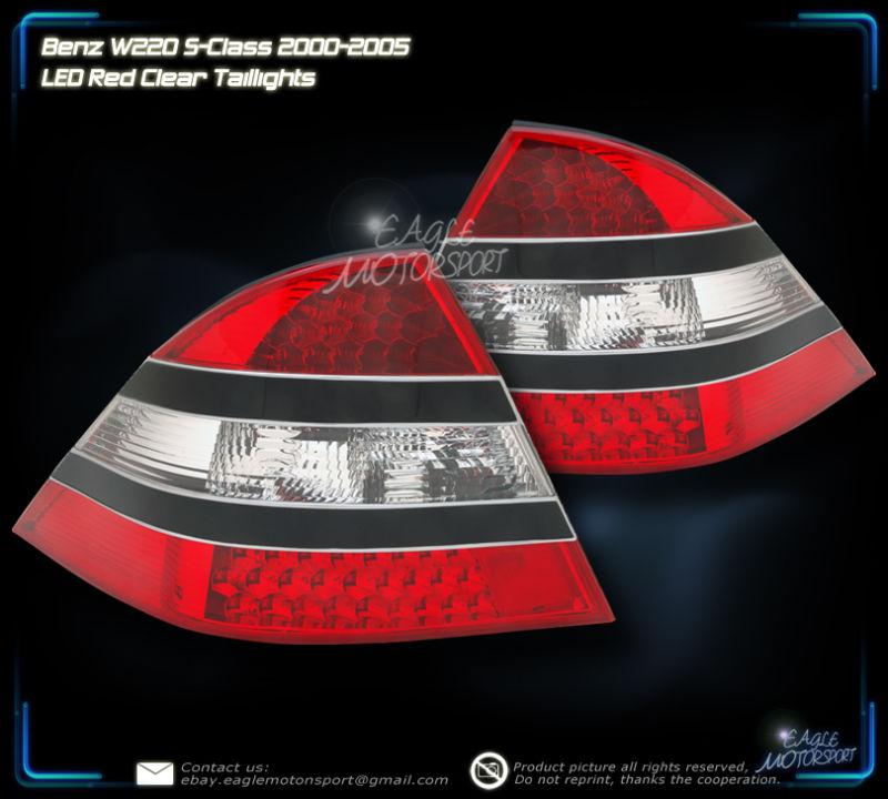 2000-2005 mercedes benz w220 s class led red clear tail lights rear lamps