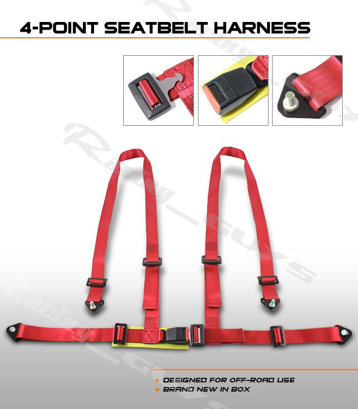 New red racing seat belt restraint harness kit 4 point accord civic neon corolla