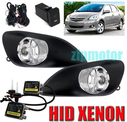 2006-2011 toyota yaris sedan 4dr bumper clear fog light+6000k hid+harness+switch