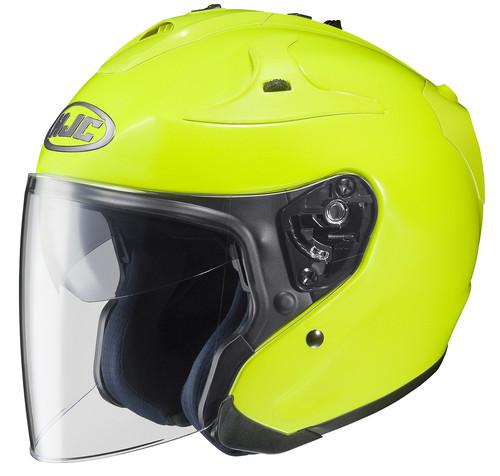 Hjc fg-jet open face half shell street motorcycle helmet hiviz neon size medium