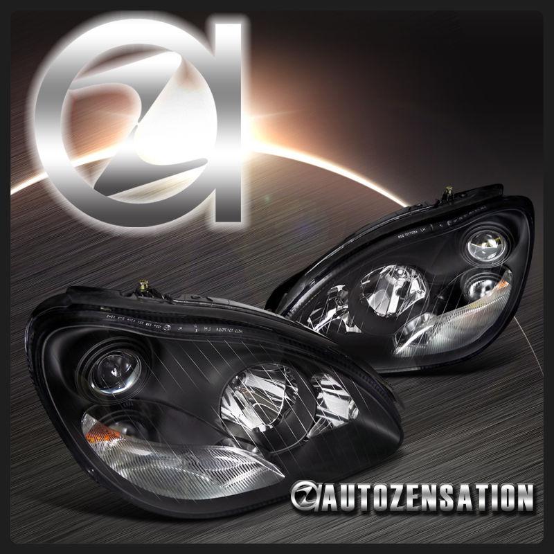 00-05 mercedes benz w220 s-class black halogen projector headlights