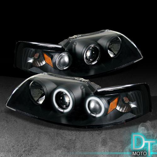 Black 99-04 ford mustang ccfl halo projector headlights lights lamps left+right