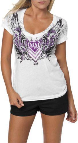 New msr metal mulisha gateway womens cotton tee/t-shirt, white, med/md