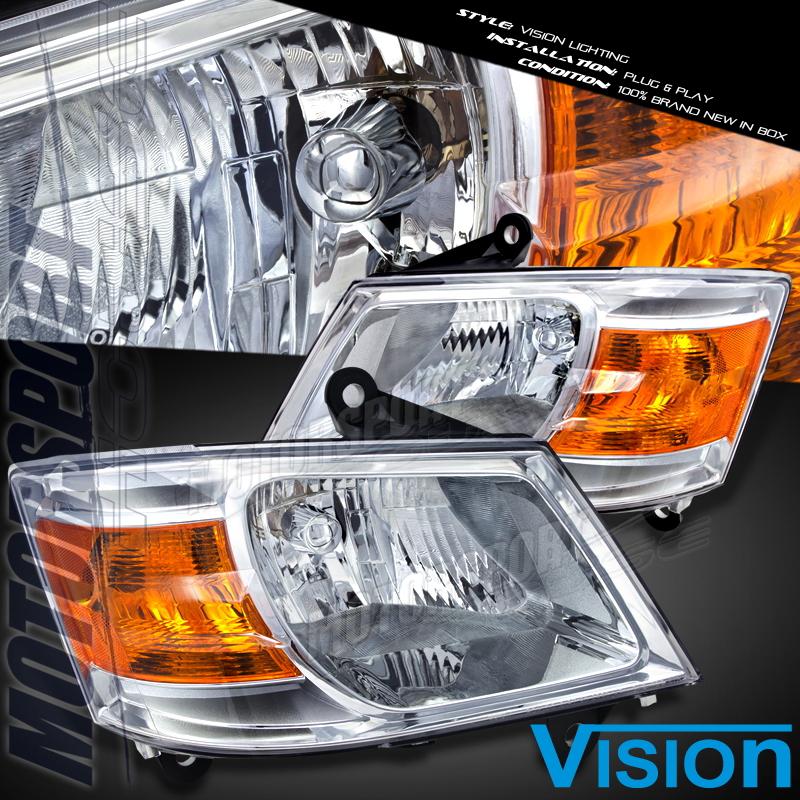 08-10 dodge grand caravan new vision chrome headlights w/amber relector pai