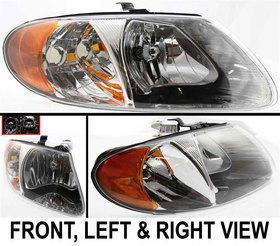 Clear lens new head lamp with bulbs right hand town and country halogen rh side