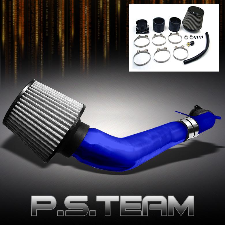 03-06 infiniti g35 blue aluminum cold air intake+stainless washable cone filter