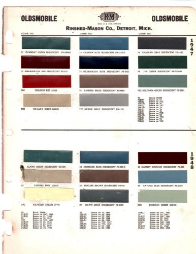 1947 1948 oldsmobile dynamic futuramic 98 custom 47 paint chips rinshed mason