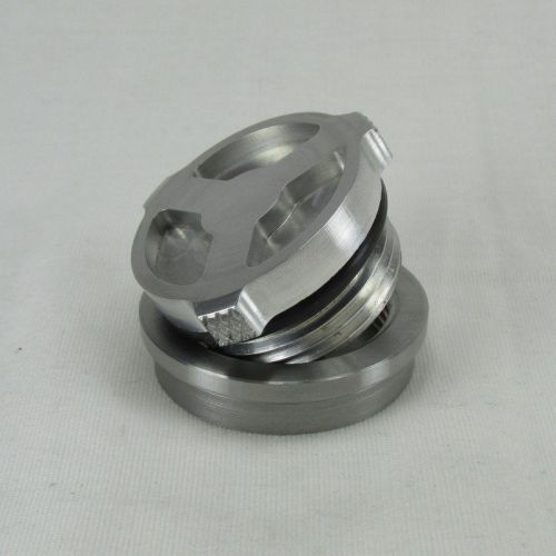 Motorcycle machined aluminum gas fuel tank cap steel bung chopper bobber tristar