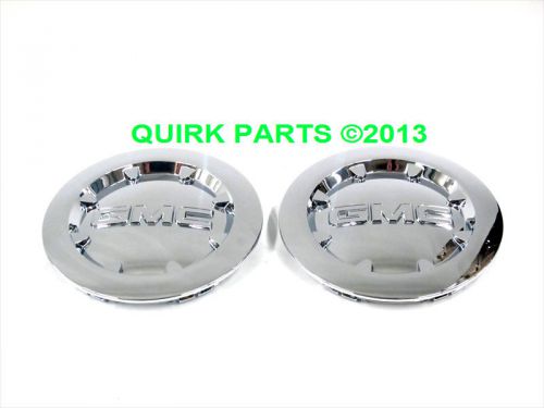 2007-2012 gmc sierra &amp; yukon 20&#034; chrome wheel center cap set (2x) oem new