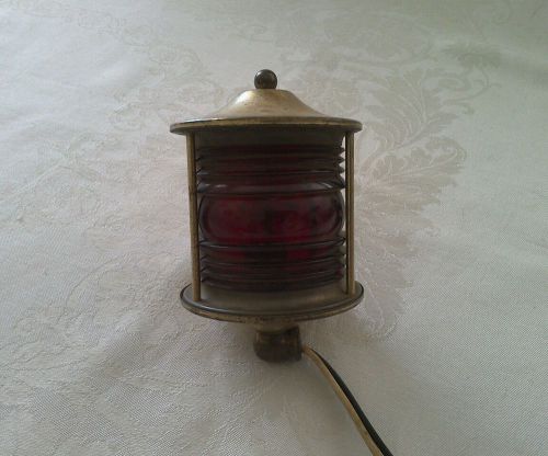 Vintage metal brass boat bow light red lens retro wired, works