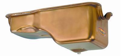 Milodon 30745 oil pan steel gold iridited 5 qt. ford