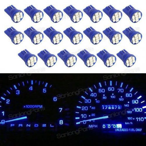 20x blue t10 194 w5w bulbs led cluster instrument indicator light 8-epistar smd