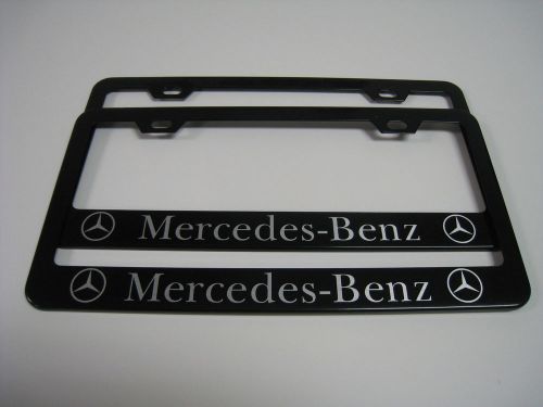 (2) black coated metal license plate frame - mercedes-benz (slk/clk/cla class)