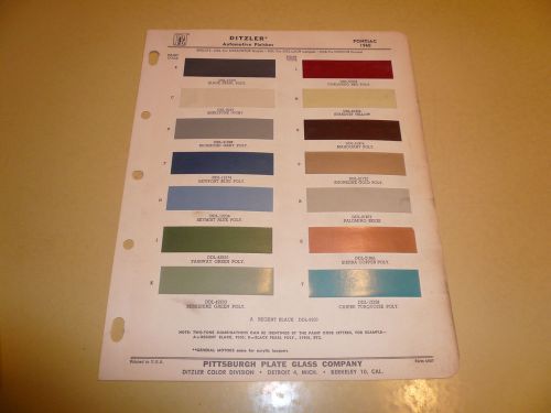 1960 pontiac ditzler color chip paint sample - vintage