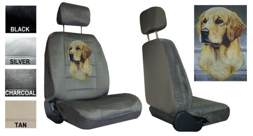 Golden retriever dog canine 2 low back bucket car truck suv seat covers pp 5a