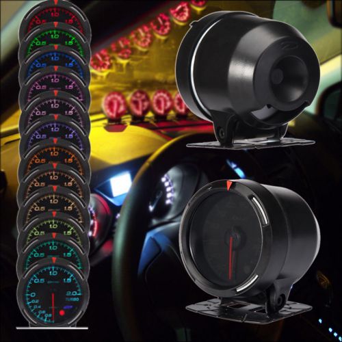 60mm 2.4&#034; car vehicle turbo boost gauge meter 13 colors led light shift display