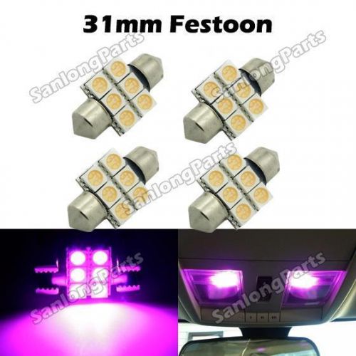 4x pink purple 31mm 12 led smd festoon dome light lamp car bulb 3021 3022 de3175