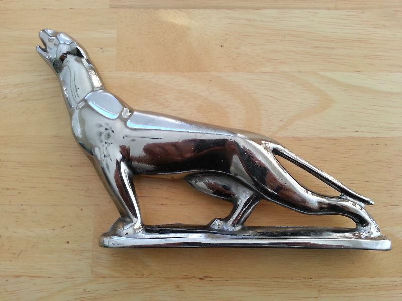 Vintage unusual large jaguar hood ornament big cat mascot chrome metal steampunk