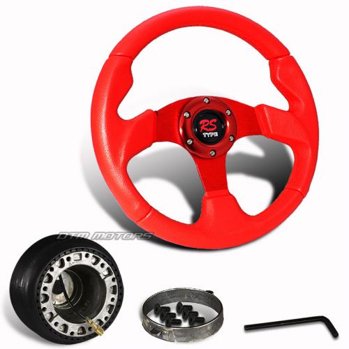 320mm red pvc leather jdm steering wheel + hub for prelude accord civic integra
