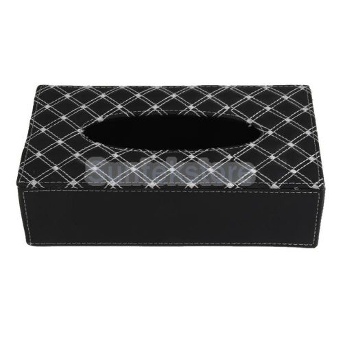 Synthetic leather car auto tissue box holder paper case napkin black