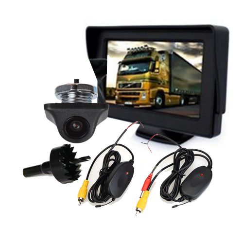 Wireless 4.3&#034; lcd monitor+ir car reverse rear view coms backup camera 12v 2.4ghz