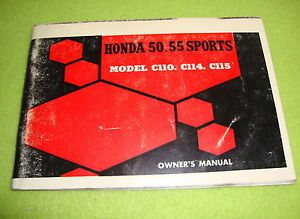 1960-1963 genuine honda c110 c114 c115 50/55 sports cub oem owner&#039;s manual nice!