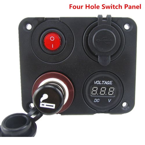 Car four hole panel dual usb charger+voltmeter+socket button switch panel marine