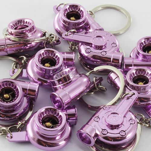 Lot 10pcs universal jdm spinning turbo charger turbine keychain keyring - purple