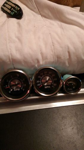 3 pc&gt;teleflex merk, boat gauge set,tac,70 mph speedo &amp; fuel, new. free ship.