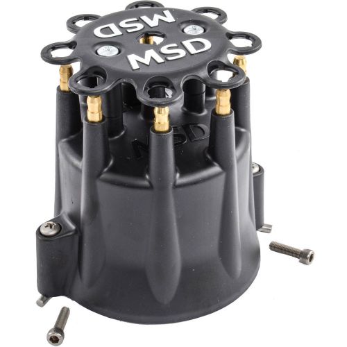 Msd 84333 distributor cap brass terminals msd chevy v8 black